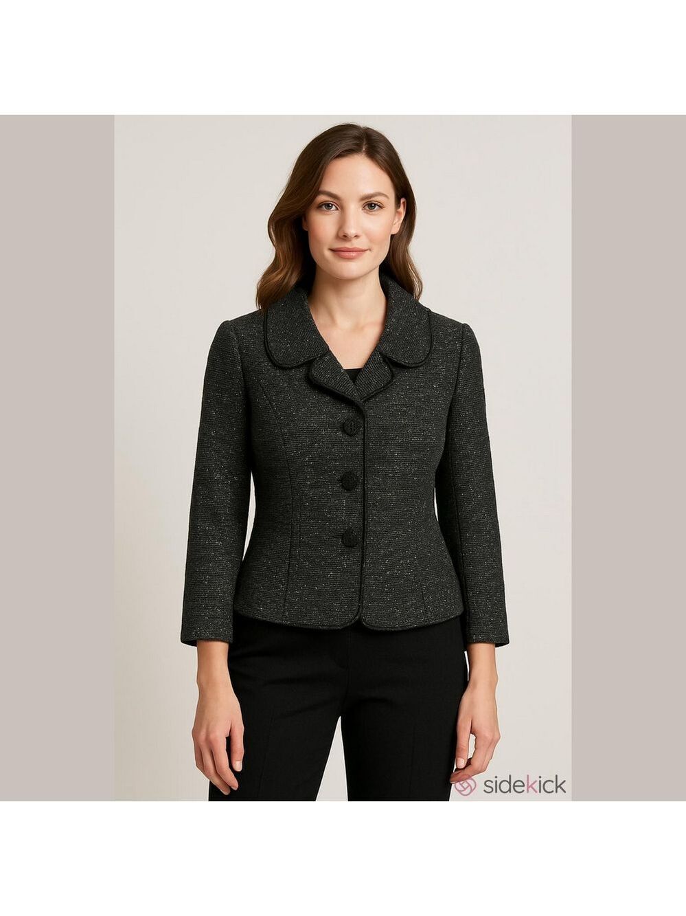 Ann Taylor Black Tweed Flecked Button Jacket NWOT